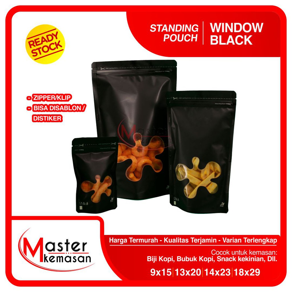 Jual PER 1 PCS Standing Pouch Window Transmetz 18x29 Kpack Kemasan