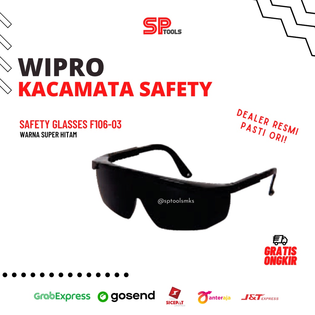 Jual Kaca Mata Kacamata Safety Glasses Super Hitam Wipro F