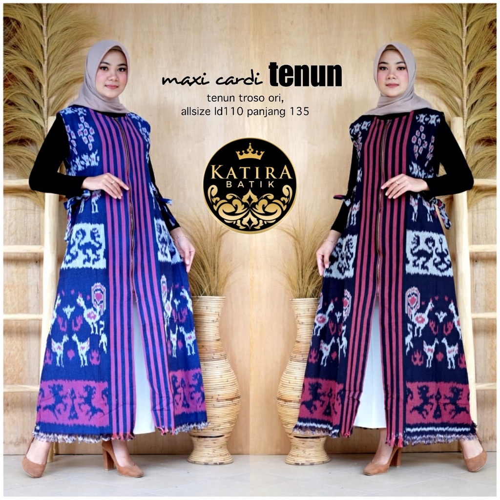 Jual MAXI CARDI TENUN OUTER BATIK KARDIGAN PANJANG MOTIF SONGKET CANTIK