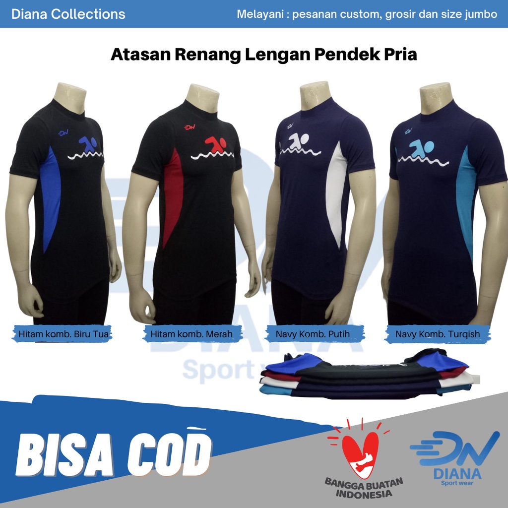 Jual Atasan Renang Pria Jumbo Atasan Renang Lengan Pendek Baju