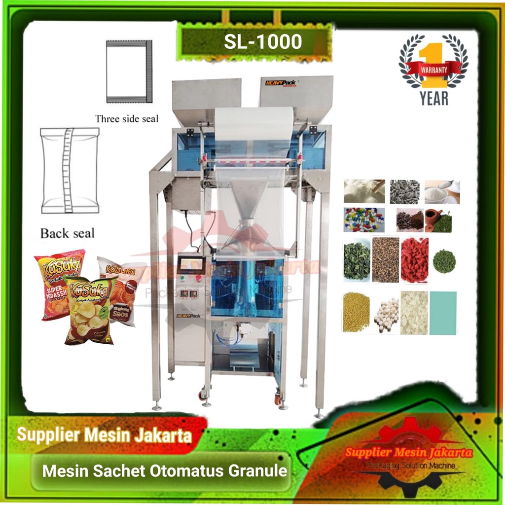 Jual Mesin Sachet Otomatis Granule Butiran Snack SL 1000 HEAVYPACK