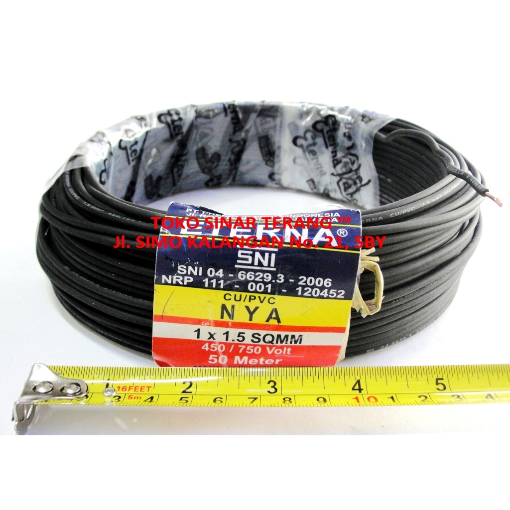 Jual Sinte Kabel Nya Eterna Mm Hitam Roll Meter Sni I Cable