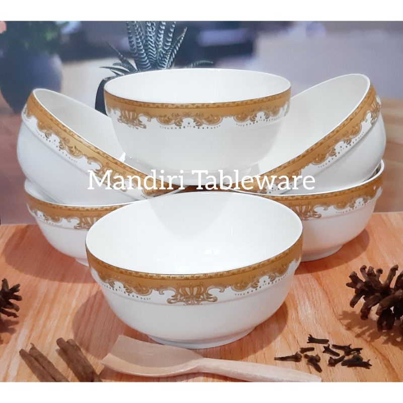 Jual Mangkok Bakso Keramik Ukuran 7 Inch Motif Mahkota Isi 6 Pcs