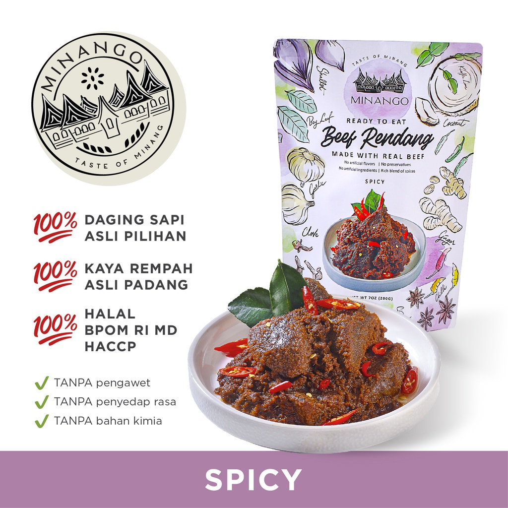 Jual Minango Rendang Daging Sapi Premium Gram Asli Padang Khas