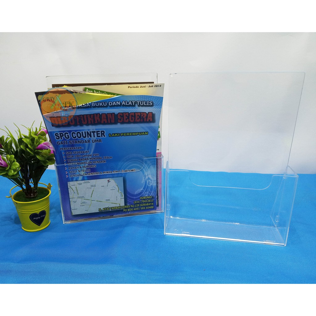 Jual TENT CARD DISPLAY BROSUR ACRYLIC SIGN HOLDER TEMPAT BROSUR 1 SISI