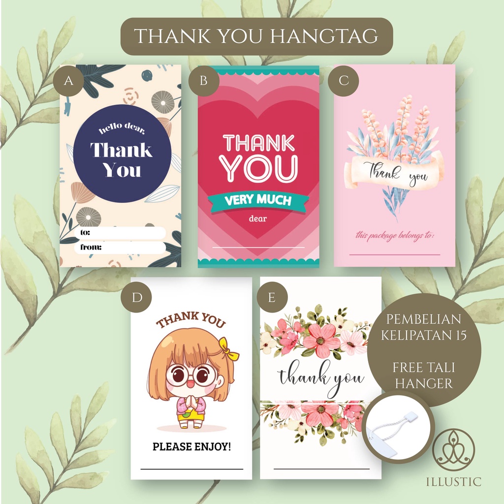 Jual Hang Tag Thank You Thank You Card Kartu Ucapan Terima Kasih Untuk