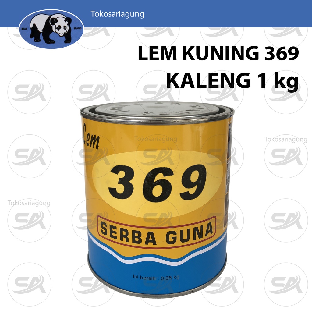 Jual LEM 369 KALENG 1kg LEM KUNING SERBAGUNA KAIN KULIT IMITASI BUSA