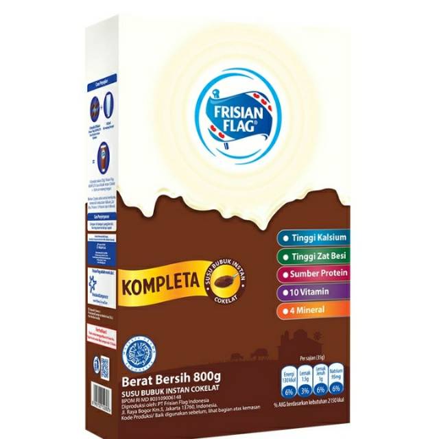 Jual Frisian Flag Susu Bubuk Instant Kompleta Chocolate 800G Shopee