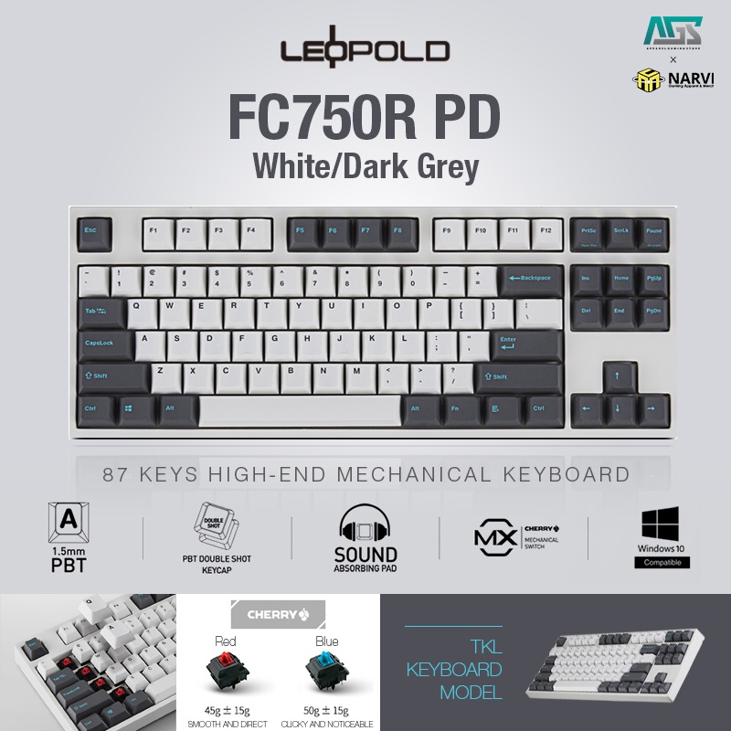 Jual Leopold Fc R Tkl White Dark Grey Mechanical Gaming Keyboard