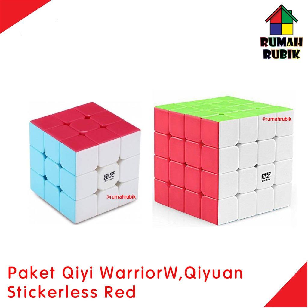 Jual Paket Rubik Qiyi 3x3 Warrior W RED 4x4 Qiyuan RED Rubik Murah