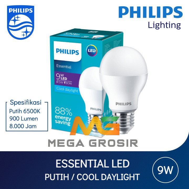 Jual Lampu Philips LED Essential 3W 5W 7W 9W 11W 13W Putih Cool