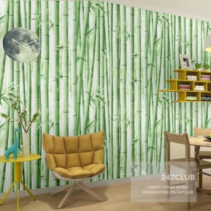 Jual Wallpaper Sticker Dinding Motif Bambu Hijau Daun Pohon Ukuran