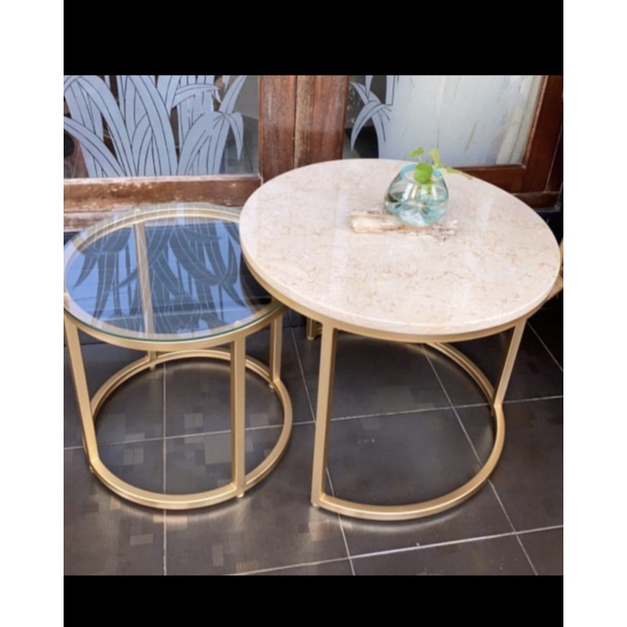 Jual Meja Tamu Nesting Table Marmer Putih Coffe Table Marmer Kaki