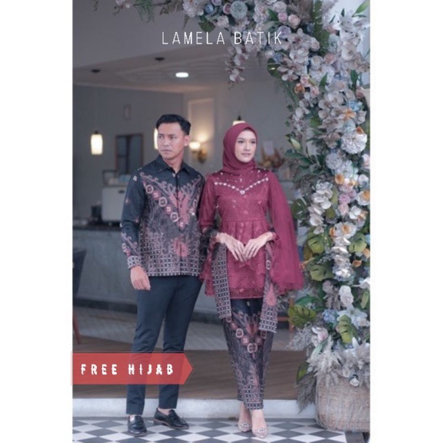 Jual Batik Couple Kebaya Mecca Maroon Kebaya Lamaran Kebaya Wisuda