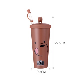 Jual Miniso Botol Minum Sedotan Plastik 640ml We Bare Bear Tumbler