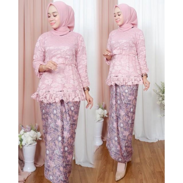 Jual Kebaya Brokat Blues Kejora Set Rok Lilit Kebaya Kondangan Modern