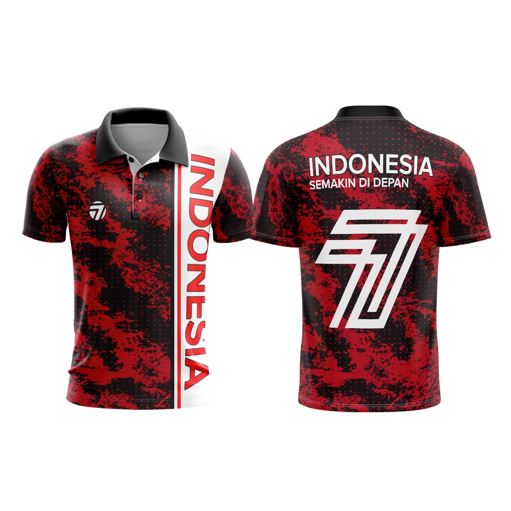 Jual Kaos Baju Polo HUT RI 77 DIRGAHAYU KEMERDEKAAN INDONESIA BISA 2022