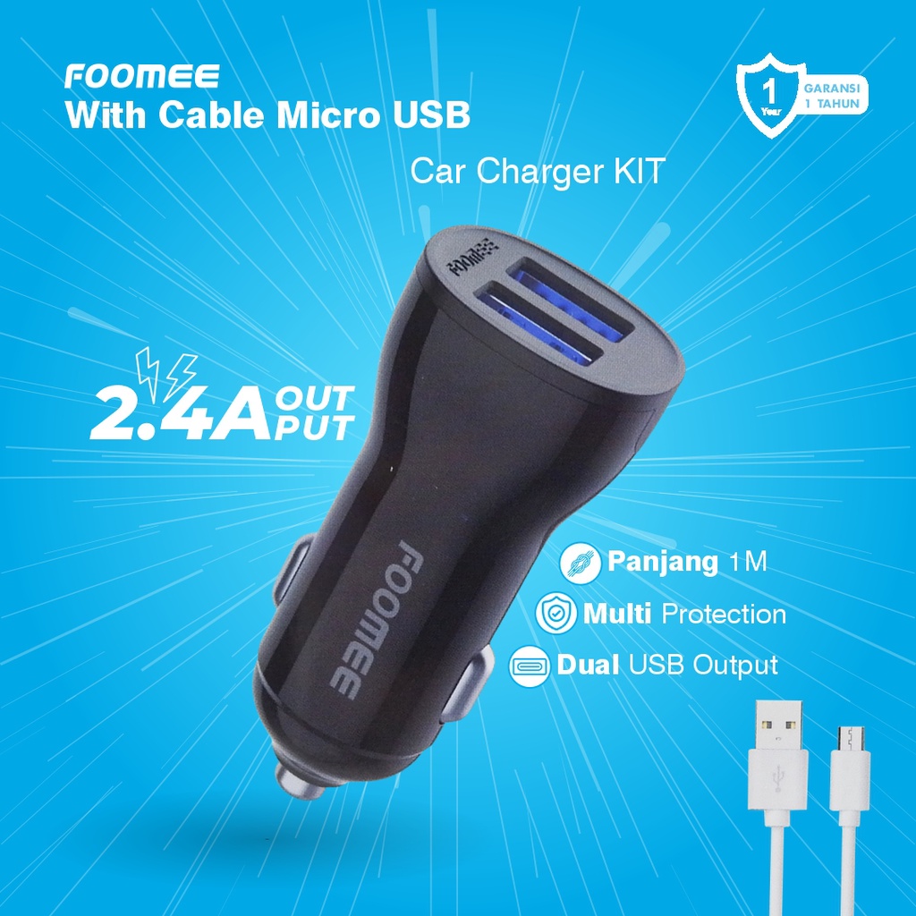 Jual Foomee BH27 M Car Charger Fast Charging 2 4A Smart Chip Kabel