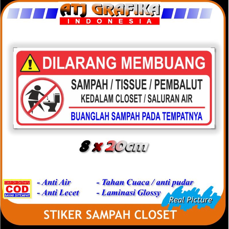 Jual Stiker New Dilarang Membuang Sampah Closet Wc Kamar Mandi Sticker