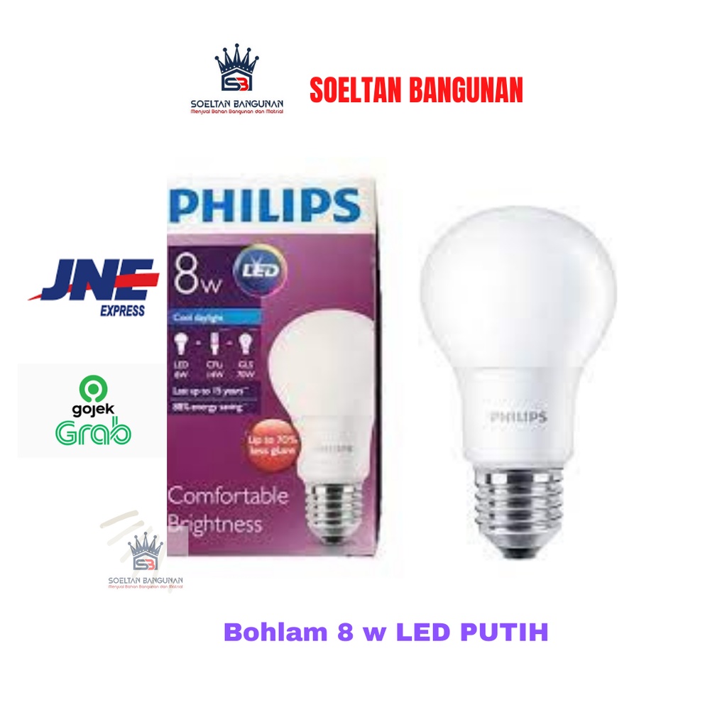 Jual Bohlam Lampu Philips LED 8 WATT LED COOL DAY LIGHT PUTIH