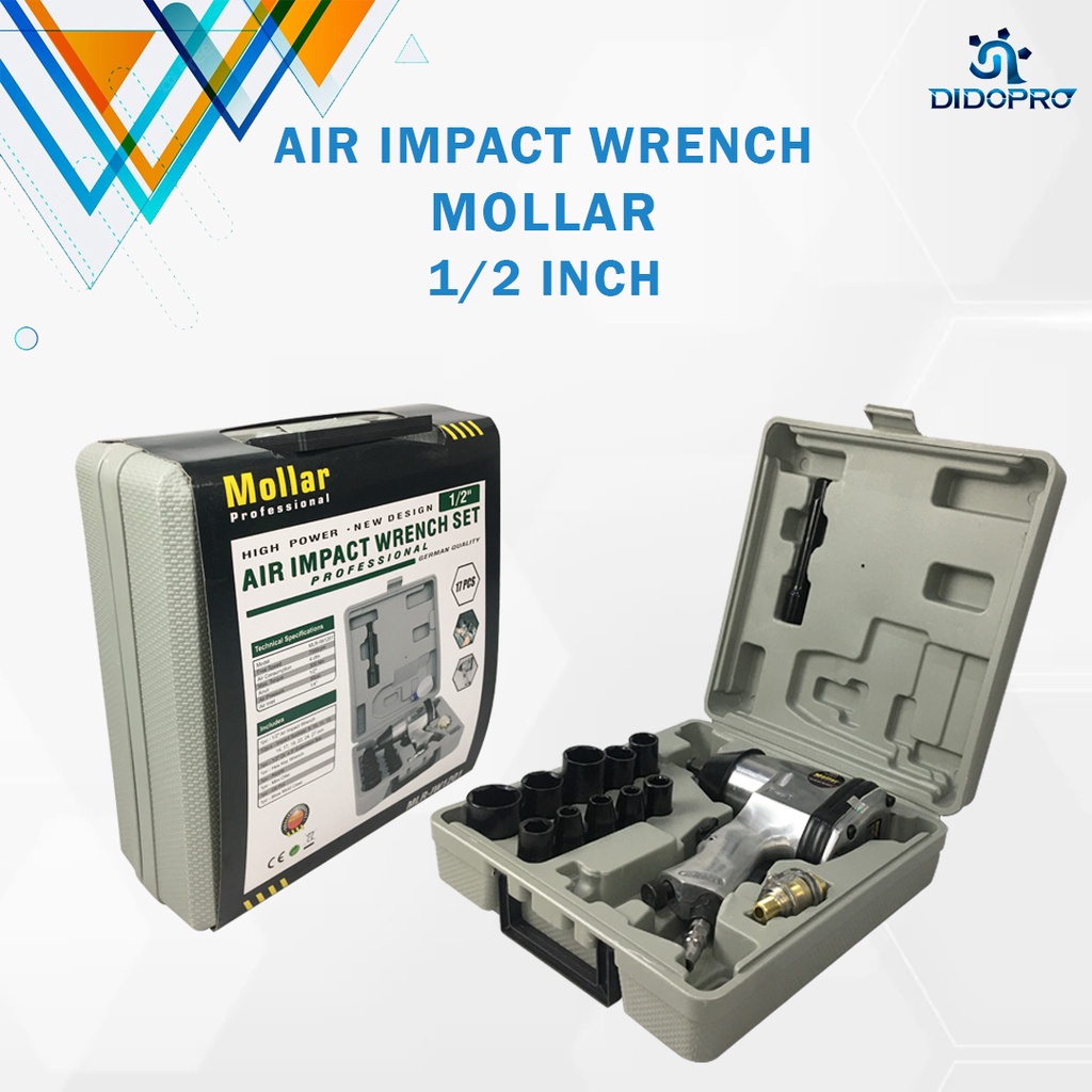 Jual Mollar Air Impact Wrench Kit Inch Mesin Buka Baut Angin