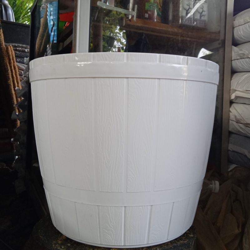 Jual Pot Tanaman Pot Plastik Gentong Warna Putih Ukuran Cm