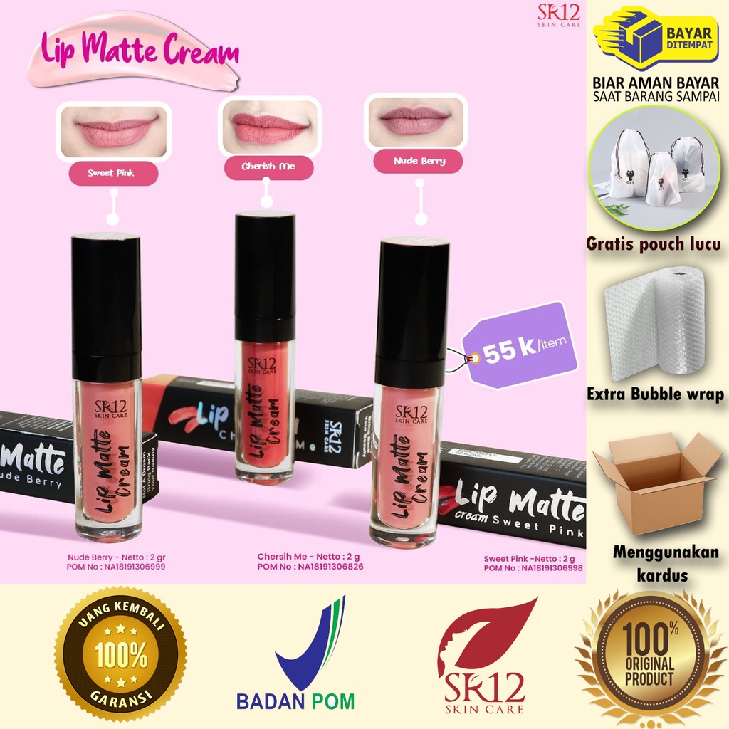 Jual Lip Matte Cream Mini 2gram SR12 Cherish Me Nude Berry Dan Sweet