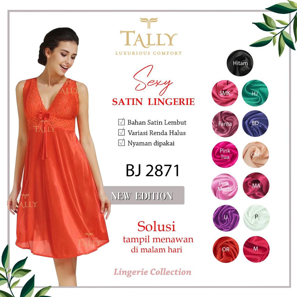 Jual Tally Baju Tidur Lingerie Free Size Bahan Satin Premium