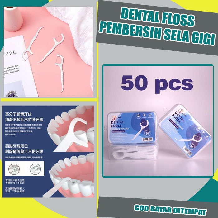 Jual Dental Floss Toothpick Pembersih Tusuk Sela Gigi Benang Isi