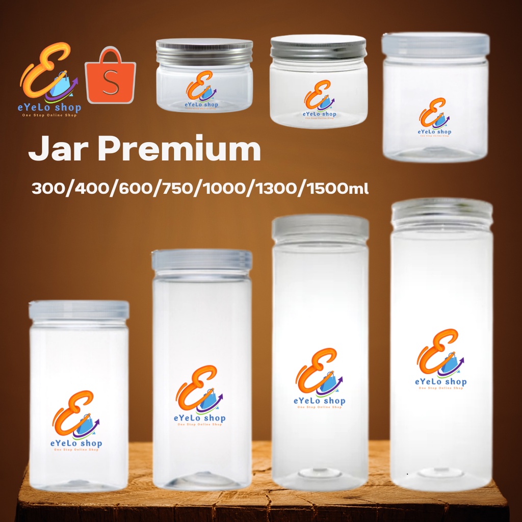 Jual Toples Plastik Bening Jar Premium Tutup Aluminium Ukuran 300