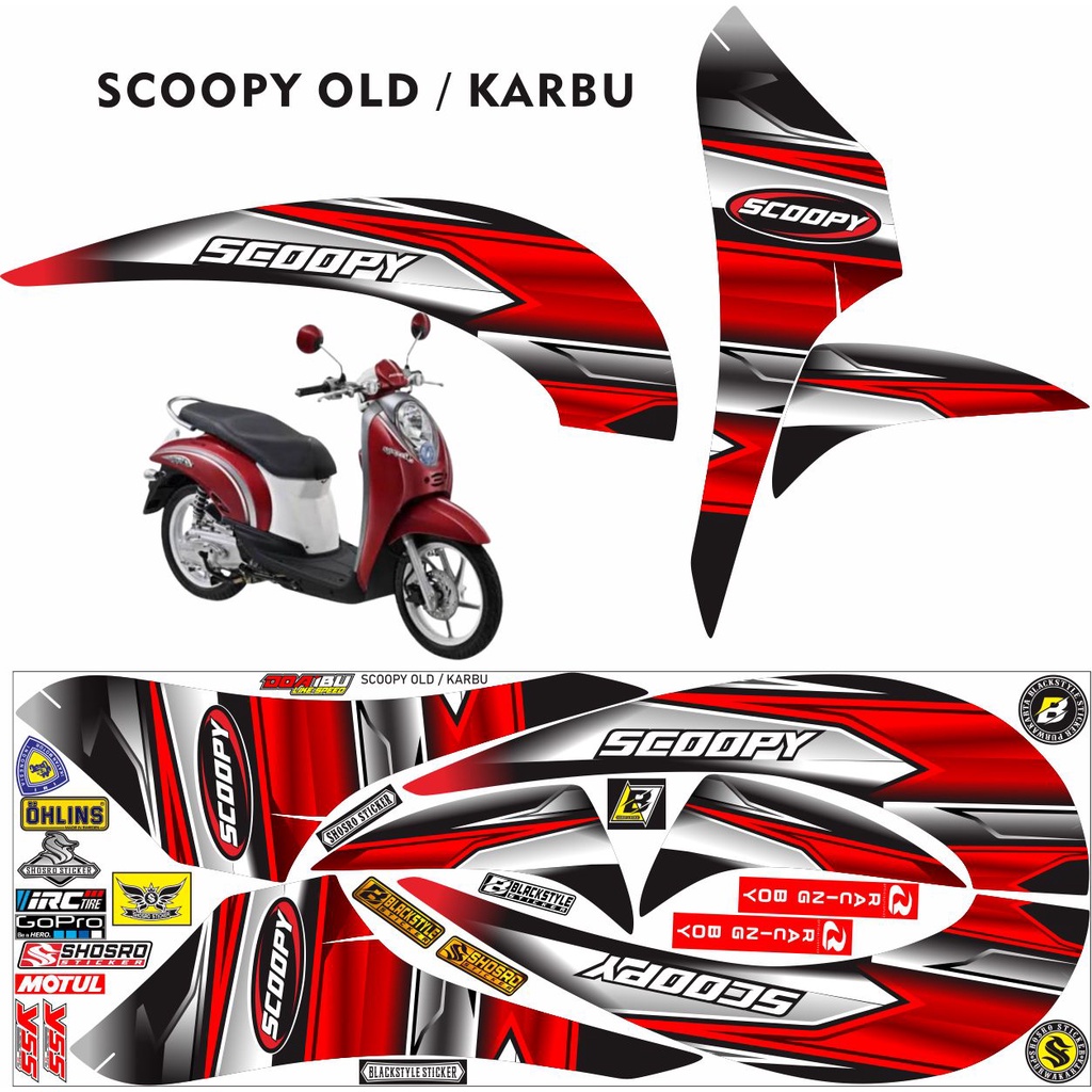 Jual STIKER COD STICKER CUSTOM MOTOR HONDA SCOOPY OLD CARBU MOTIF