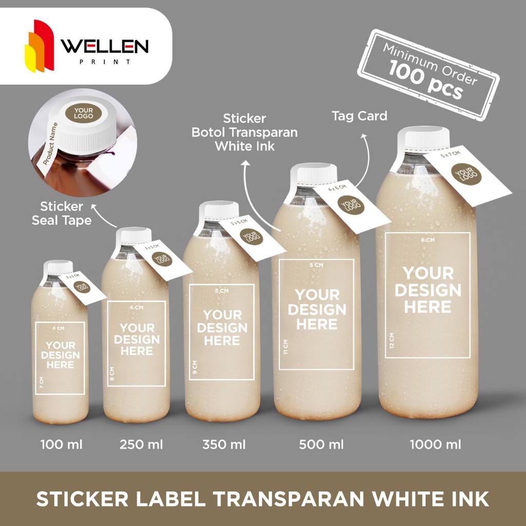 Jual WELLEN PRINT Cetak Stiker Botol Transparant White Ink Print