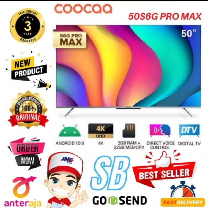 Jual COOCAA LED TV 50 Inch 50S6G PRO SMART TV ANDROID 10 UHD 4K 50