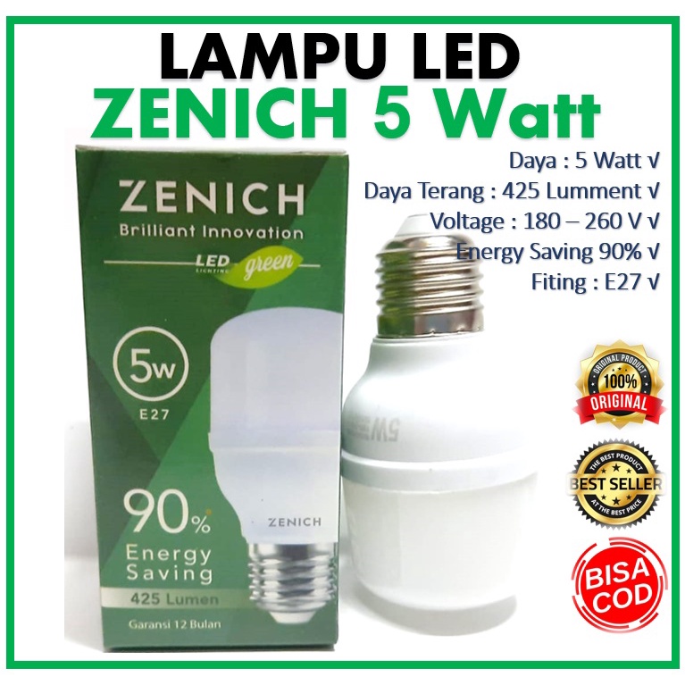 Jual Lampu Led Tabung Zenich Watt Lampu Led W Shopee Indonesia