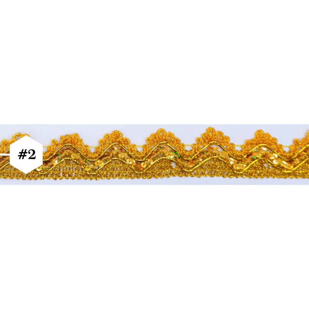 Jual Renda Emas Perak Per Roll Pita Renda Ribbon Lace Trim Sequin