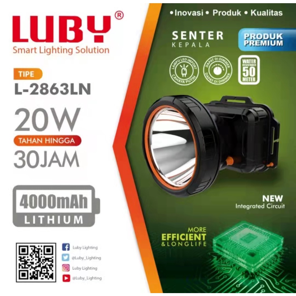 Jual Senter Kepala Led Luby Headlamp Luby L Ln Watt Shopee