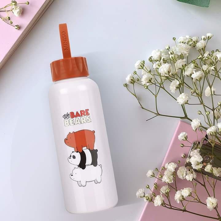 Jual Miniso Marvel We Bare Bears New Glass Bottle Ml Botol