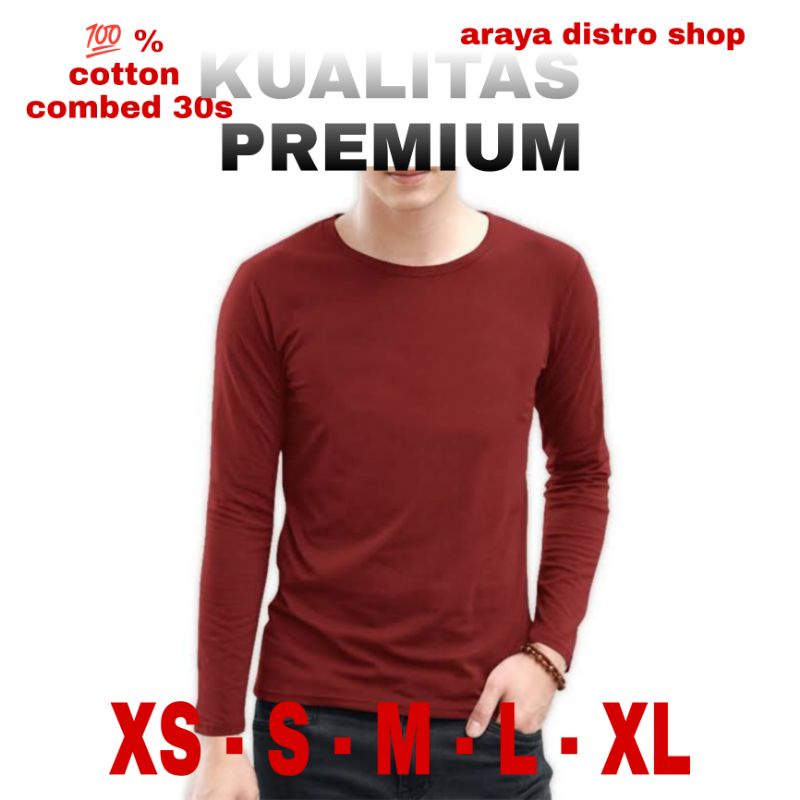 Jual ARAYA Kaos Polos Cotton Combed 30s Dewasa Lengan Panjang Shopee