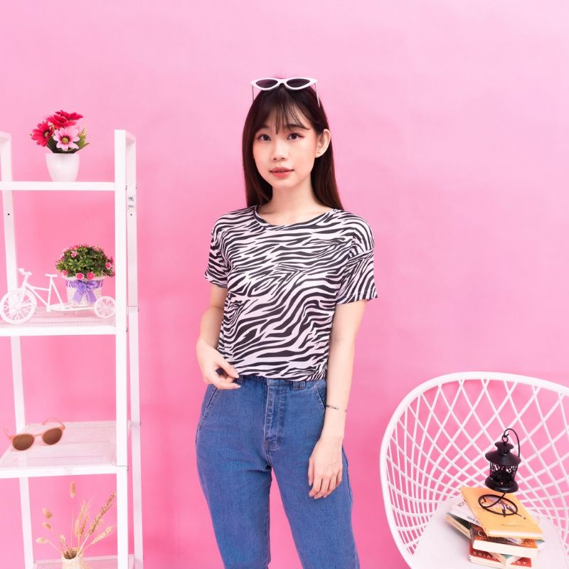 Jual Bgemoy Kaos Motif Hewan Lucu Zebra Kaos Sapi Cantik Korea Kekinian