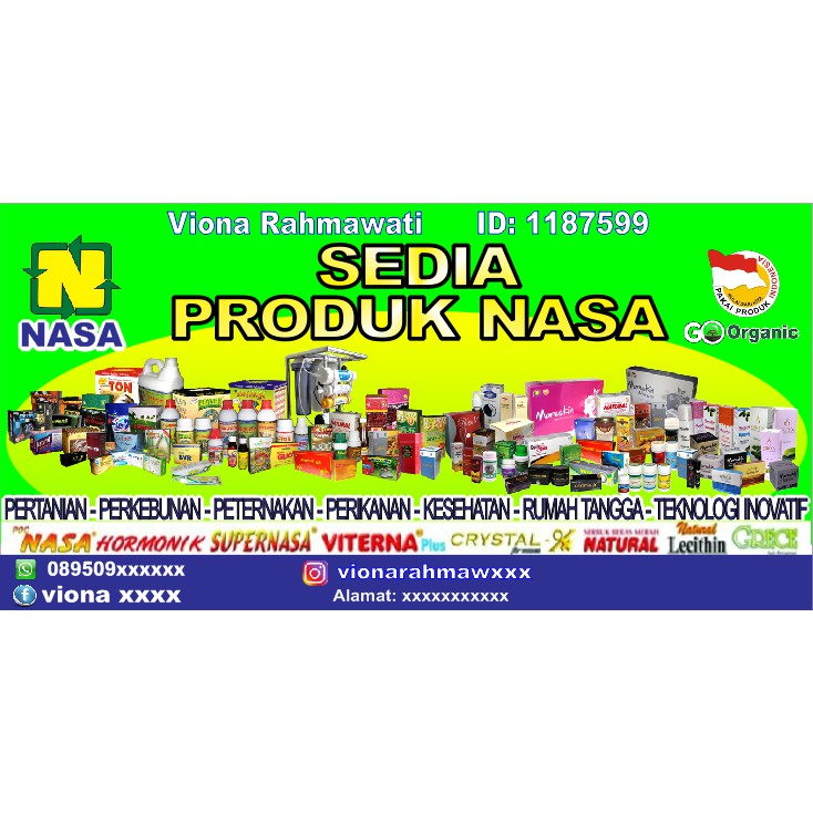 Jual Spanduk NASA Baner NASA MMT NASA Banner NASA 2 Meter FREE DESAIN