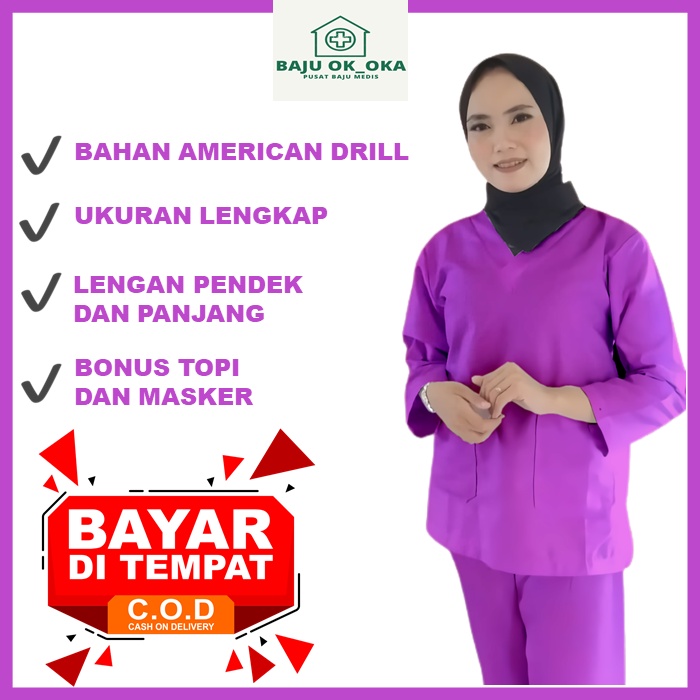 Jual Baju Ok Lengan Panjang Jaga Perawat Medis Oka Medis Bidan Dokter