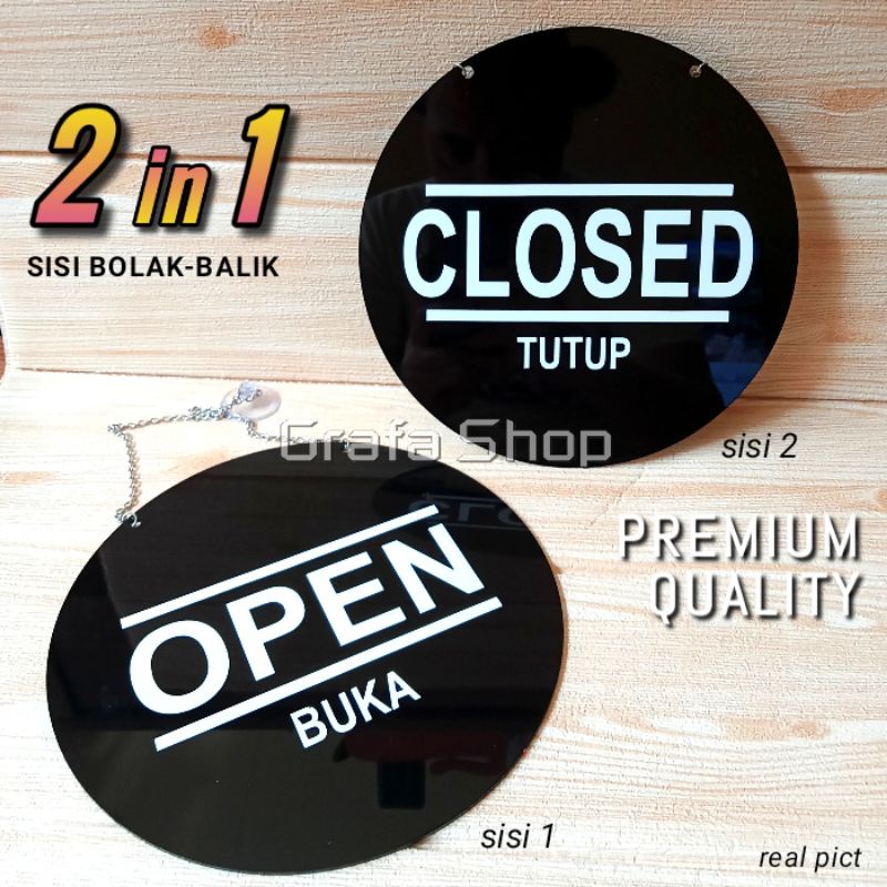 Jual Tulisan Open Close Bolak Balik Buka Tutup Bulat Acrylic Shopee