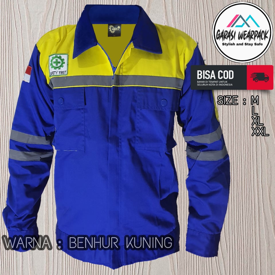 Jual Wearpack Atasan Kemeja Safety Warna Coklat Susu Polos Lengan