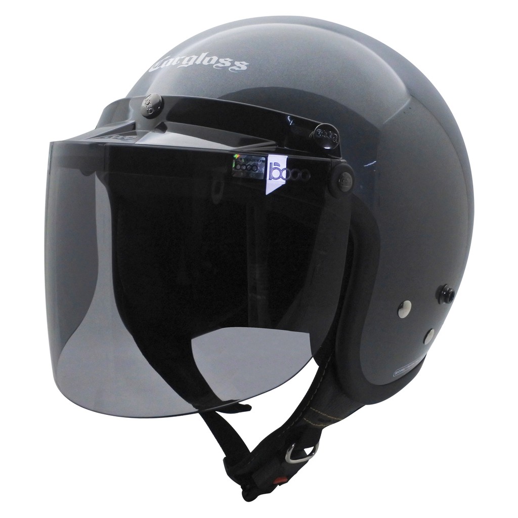 Jual Cargloss CFM Retro Visor Flat Smoke Helm Half Face Anchor Grey