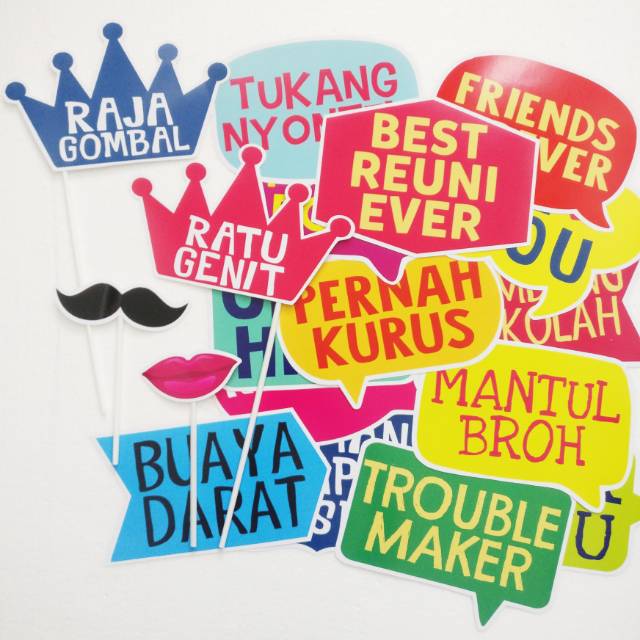 Jual Reuni RR 12pcs Fun Props Photobooth Aksesoris Foto Dekorasi