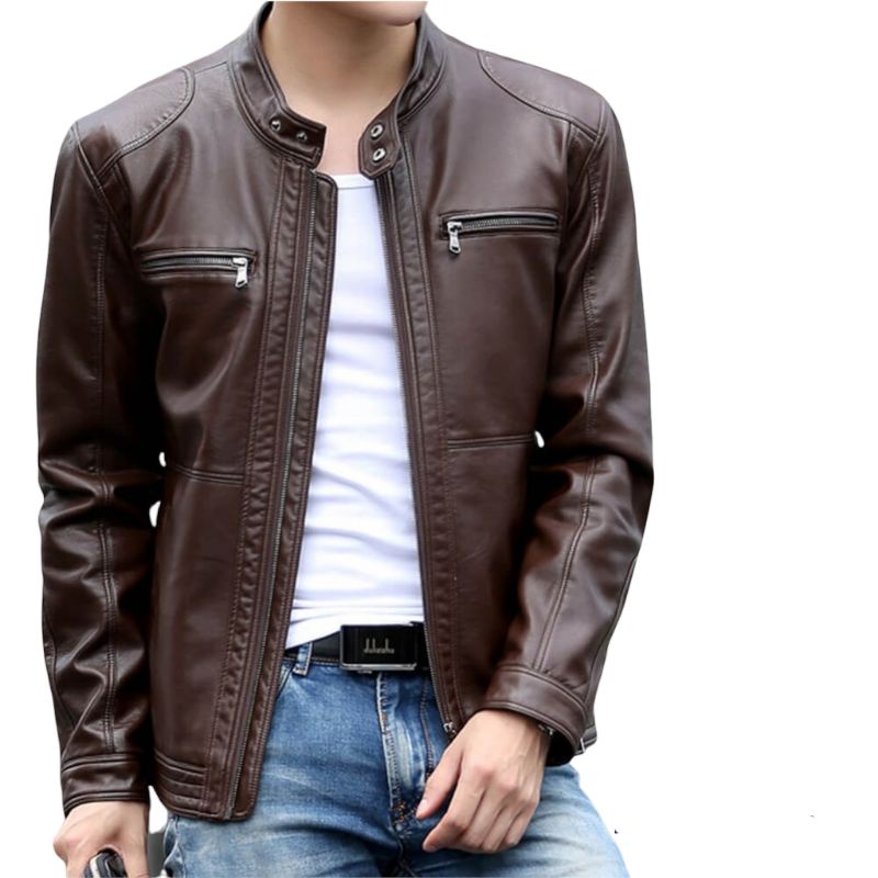 Jual New Premium Jaket Kulit Pria Elegant Brownie Arl Silverstone