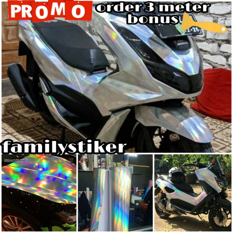 Jual Sticker Pelangi Sticker Skotlet Hologram Silver Sekotlet Motor