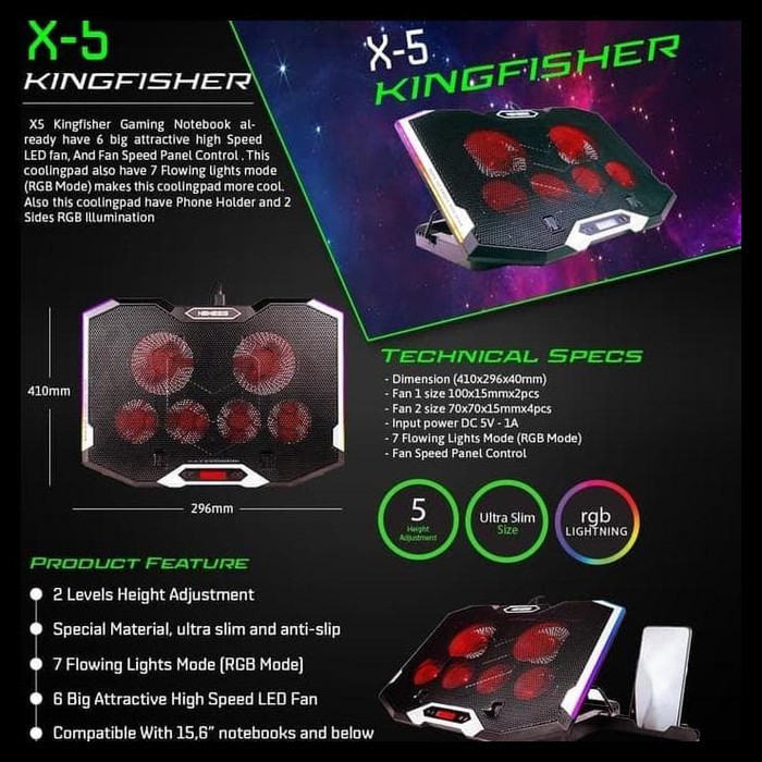 Jual Cooling Pad Nyk Nemesis Kingfisher X Nyk Kingfisher X Rgb Led