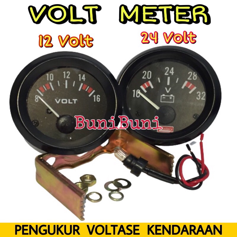 Jual Volt Meter Voltmeter 12V 24V Indikator Pengukur Voltase Aki