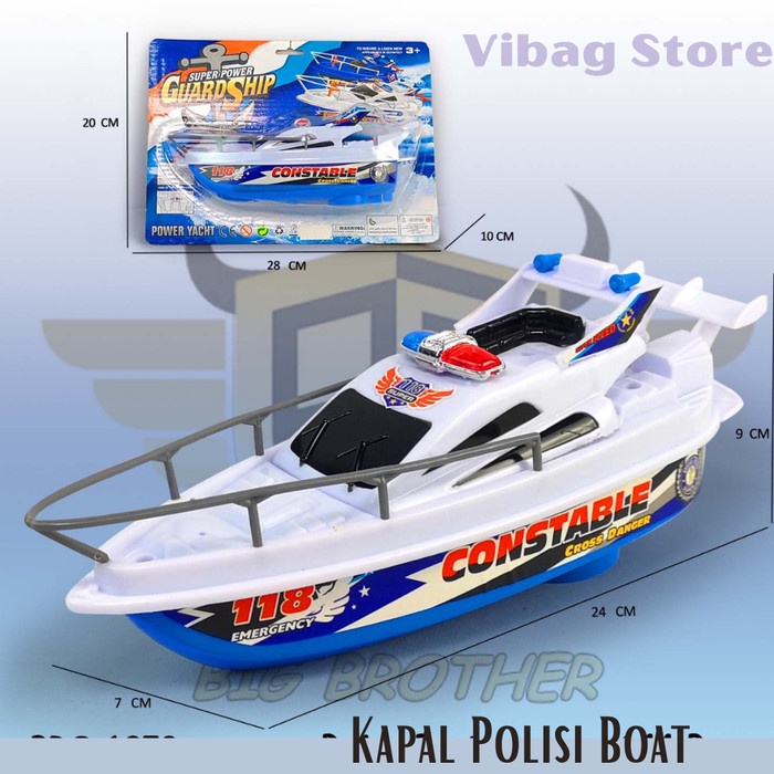 Jual Mainan Kapal Laut Polisi Police Boat Otok Otok Baterai Perahu